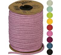 Halbach Seidenbänder Premium Paper Knitted Tube | Width 4 mm Length 30 m | Tubular Yarn Can Be Filled and Tear-Resistant Paper Yarn for Name Badges Children's Room or for Crafts, Colour: Pale Berry