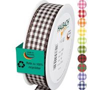 Halbach Seidenbänder Premium Vichy Checked Gift Ribbon (Brown) | Width 25 mm Length 25 m | Checked Ribbon Made in Germany | Checked Ribbon in Many Colours