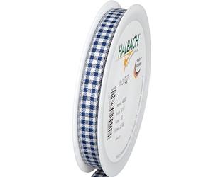 Halbach Seidenbänder Premium Vichy Checked Gift Ribbon (Dark Blue) | Width 10 mm Length 25 m | Checked Ribbon Made in Germany | Checked Ribbon in Many Colours