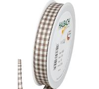 Halbach Seidenbänder Premium Vichy Checked Gift Ribbon (Dark Brown) | Width 15 mm Length 25 m | Checked Ribbon Made in Germany | Checked Ribbon in Many Colours