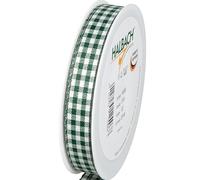 Halbach Seidenbänder Premium Vichy Checked Gift Ribbon (Dark Green) Width 15 mm Length 25 m Checked Ribbon Made in Germany
