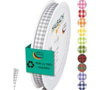 Halbach Seidenbänder Premium Vichy Checked Gift Ribbon (Grey) | Width 10 mm Length 25 m | Checked Ribbon Made in Germany | Checked Ribbon in Many Colours