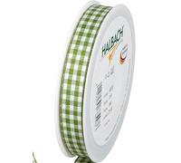 Halbach Seidenbänder Premium Vichy Checked Gift Ribbon (Moss Green) Width 15 mm Length 25 m Checked Ribbon Made in Germany Checked Ribbon in Many Colours