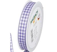 Halbach Seidenbänder Premium Vichy Chequered Gift Ribbon (Lavender) Width 15 mm Length 25 m Chequered Ribbon Made in Germany