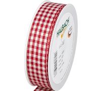 Halbach Seidenbänder Premium Vichy Chequered Gift Ribbon Red Width 25 mm Length 25 m Chequered Ribbon Made in Germany
