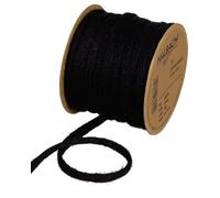 Halbach Seidenbänder Premium Wool Knitted Tube (Vegan) Width: 8 mm Length: 15 m Tube Yarn with Wire Can Be Filled with Wire for DIY Projects and Name Tags Colour: Black