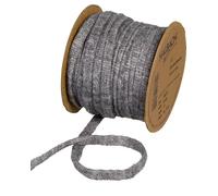 Halbach Seidenbänder Premium Wool Knitted Tube (Vegan) Width: 8 mm Length: 15 m Tube Yarn with Wire Fillable for DIY Projects and Name Tags Colour: Dark Grey