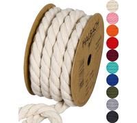 Halbach Seidenbänder Recycled Cotton Cord, Width: 10 mm/Length 4 m, Sustainable Cotton Yarn for Macrame, Natural Cord for Crafts, Colour: Natural White