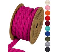 Halbach Seidenbänder Recycled Cotton Cord, Width: 10 mm/Length 4 Metres, Sustainable Cotton Yarn for Macrame, Natural Cord for Crafts, Colour: Pink