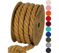 Halbach Seidenbänder Recycled Cotton Cord, Width: 10 mm/Length 4 Metres, Sustainable Cotton Yarn for Macrame, Natural Cord for Crafts, Colour: Brown