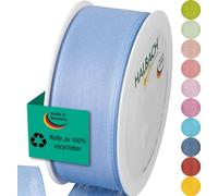 Halbach Seidenbänder Wide Gift Ribbon Width 40 mm Length 25 m Ribbon Made in Germany Gift Ribbons in a Variety of Colours and Widths Perfect for Packaging and Decorating, Colour: Sky Blue