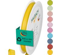 Halbach Silk Ribbons Gift Ribbon Width 10 mm Length 25 m Ribbon Made in Germany Gift Ribbons in a Variety of Colours and Widths Perfect for Packaging and Decorating, Colour: Honey Yellow