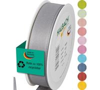 Halbach Silk Ribbons Gift Ribbon Width 25 mm Length 25 m Ribbon Made in Germany Gift Ribbons in a Variety of Colours and Widths Perfect for Packaging and Decorating, Colour: Grey