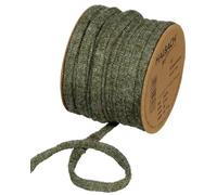 Halbach Silk Ribbons Premium Wool Knitted Tube (Vegan) Width: 8 mm Length: 15 m Tube Yarn with Wire Can Be Filled with Wire for DIY Projects and Name Tags Colour: Moss Green