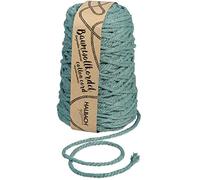 Halbach Silk Ribbons Recycled Cotton Cord Width 5 mm Length 80 m Sustainable Cotton Yarn for Macrame or DIY Crafts Colour: Sage Green