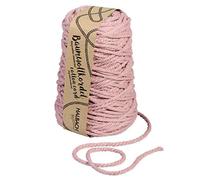 Halbach Silk Ribbons Recycled Cotton Cord Width 5 mm Length 80 m Sustainable Cotton Yarn for Macrame or DIY Crafts Colour: Dark Pink