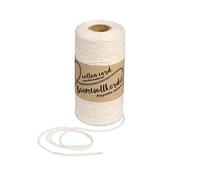 Halbach Silk Ribbons Recycled Cotton Yarn Width 1 mm Length 220 m Sustainable Cotton Yarn for Macrame or DIY Crafts Colour: Natural