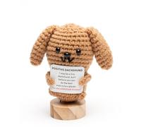 Halbur Positive Crochet Animals Dachshund Gifts, Emotional Support Crochet Doll for Weiner Dog Lovers, Already Made Handmade Cheer Up Gifts
