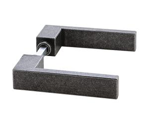 HALCÖ 0101.196.00.0.01.L+R Lech Door Handles Wrought Iron VK 8/8.5/8 mm, ÖNORM, Galvanised Iron Black, Silver
