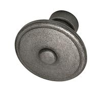 HALCÖ Door Knob Gröden Button Press Hole Round Fixed Diameter 60 mm According to ÖNORM, Wrought Iron Galvanised Patinated Knobs Doorknobs