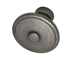 HALCÖ Door Knob Gröden Button Press Hole Round Fixed Diameter 60 mm According to ÖNORM, Wrought Iron Galvanised Patinated Knobs Doorknobs