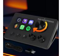 HALCONTORNO Stream Dock with Knobs - Steamdeck for PC Mac, Wired Streaming Controller for Content Creators Gamers, Programmable Macro Keyboard, Streaming Gaming Setup