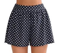 Halcurt Swimming Shorts Women's Swimming Trunks Quick Drying Board Shorts Loose Swimming Shorts Beach Surf Swimming Trunks S-XXL, Black/Circle Dots, XXL