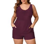 Halcurt Tankini Large Size Women's Swimwear Set with Bra Two Piece Swimsuit Tankini Top with Swimming Shorts 1X-4X, fuchsia, XL Plus