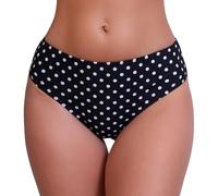 Halcurt Women's Mid Waisted Bikini Swimsuit Bottoms Full Coverage Swim Bottoms, Black/Polka Dot, Large
