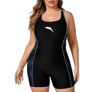 Halcurt Women's Swimsuit Large Sizes Tummy Control Sports One Piece Swimsuits U Neck Swimsuit Swimwear Swimsuit 1X-4X, Black/Sky Blue, 4XL Plus Size