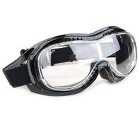 Halcyon Nannini Rider Italian Motorcycle Goggles with Black Leather and Chrome Metal Frames (Clear Lenses)