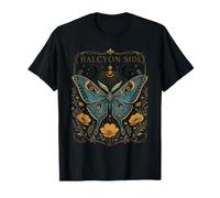 Halcyon Side Luna Moth Crescent Moon Floral Celestial Boho T-Shirt
