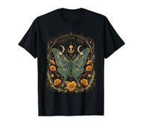 Halcyon Side Luna Moth Crescent Moon Orange Poppy Celestial T-Shirt