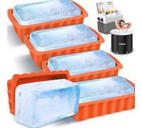Haldane 5PC Extra Large Ice Block Mold 15LB Ice Cube Bricks Maker Molds for Cold Plunge/Coolers, Reusable Ice Bath Water Chiller, Thick Silicone Ice Bath Accessories Orange