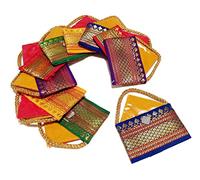 Haldi Kumkum | Set of 10 Fancy Little Bags Design 2 | Pasupu kumkum | Tamboolam | Pooja|Return Gift | Give Away | HK-LB3