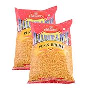 Haldiram Plain Bhujia 200g (Pack of 2) - Spicy Blend of Tasty Ingredients - Crunchy Snack - Can Be Added to Salads or Bhel - No Added Preservatives - Spicy Potato Sticks