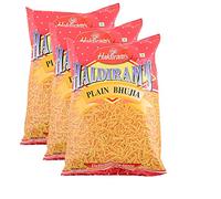 Haldiram Plain Bhujia 200g (Pack of 3) - Spicy Blend of Tasty Ingredients - Crunchy Snack - Can Be Added to Salads or Bhel - Spicy Potato Sticks