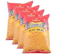 Haldiram Plain Bhujia 200g (Pack of 4) - Spicy Blend of Tasty Ingredients - Crunchy Snack - Can Be Added to Salads or Bhel - No Added Preservatives - Spicy Potato Sticks
