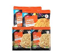 Haldiram-'S Lacha Paratha 360g and Aloo Paratha 400g Combo Delicious Ready to Eat Indian Flatbread Soft Flaky and Flavorful Parathas Authentic Indian Taste Each Pack of 2 (Total Pack of 4)