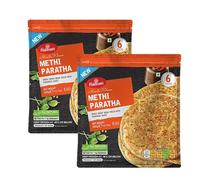 Haldiram-s Methi Paratha 360g Authentic Indian Flatbread with Fenugreek Ready to Cook Soft and Flaky Traditional Flavor No Added Preservatives Product from India Pack of 2