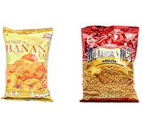 Haldiram's Bhujia Masala 200g & Saras Masala Banana Chips 150g Snacks Combo