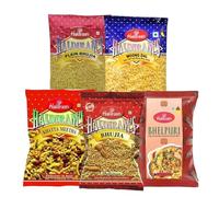 Haldiram'S Combo Bhel Puri 200g, Bhujia 200g, Khatta Meetha 200g, Moong Dal 200g, Plain bhujia 200g Delicious Indian Traditional Sweets and Snacks Each Pack of 1