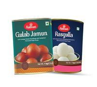 Haldiram'S Combo Rasgulla 1Kg and Gulab Jamun 1Kg Delicious Indian Sweets Perfect for Celebrations and Festivals Each Pack of 1