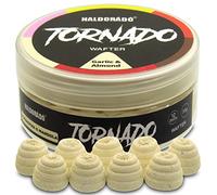 Haldorado Tornado Wafter Pellet Boilie Bait, Carp Feeder Fishing, Special Shape, 100% Biodegradable,12 mm wide and 11 mm long, White, Garlic & Almonds 30Grams