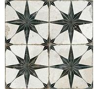 Hale Ceramic Matt Star Black Tiles Retro Vintage Square Plain & Pattern Wall Or Floor - Cut Sample