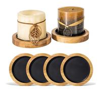 HALE OTEIR Acacia Wood Candle Holder Farmhouse Decor, 4-Pack Wooden Rustic Pillar Candle Stand for Table, Candlestick Holder for Table Centerpiece Decor, Holds Candles up to 3.35In Diameter