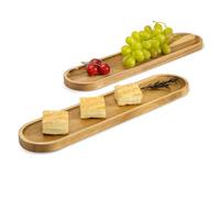 HALE OTEIR Acacia Wooden Tray, 35 x 8 cm, Narrow Serving Plate for Tapas, Sushi, Antipasti & Breakfast, Bread Board, Serving Board, Decorative Shelf, Rustic and Modern Kitchen Accessories Made of