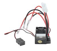 Halearo 360A Waterproof Brushed ESC with Heat Sink for 1/10 RC Crawler, Remotely Returning Function, for Cars and Trucks, Aluminum Alloy, Black Silver, 1.85x1.34x1.65in