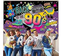 Halearo 90's Theme Party Photography Backdrop, Durable Polyester Graffiti Decoration for Birthday Events, 185 X 110 Cm/72.8 X 43.3 in, 1 Piece