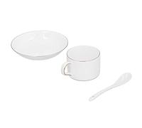Halearo Coffee Cup Set Elegant High Bone China Mugs for Home Kitchen 4 Pieces Drinkware White